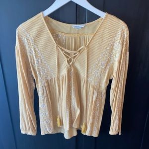 American Eagle Yellow Boho Blouse